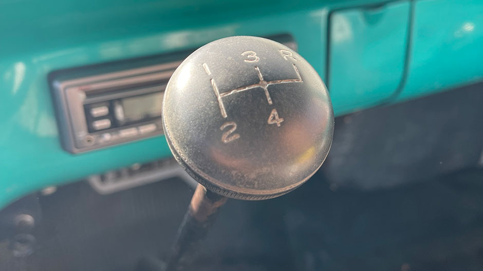 Gearshift, Tom’s old Ford, photographed by Tracy Briggs