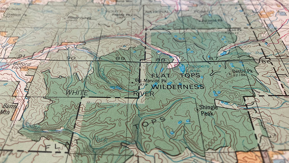 Map, Flat Tops Wilderness, Colorado